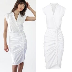 Veronica beard ruched shirt midi dress white NO OFFERS CONSIDERED